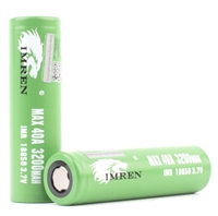 Imren (Green) IMR 18650 (2600mAh) 38A 3.7v Battery Flat-Top - 2 Pack