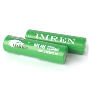 Imren (Green) IMR 18650 (3200mAh) 40A 3.7v Battery Flat-Top - 2 Pack
