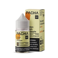 Golden Peach Pineapple by Pachamama Salts 30ml nicotine salt e-liquid â€“ tropical peach and pineapple flavor, synthetic nicotine, made in USA